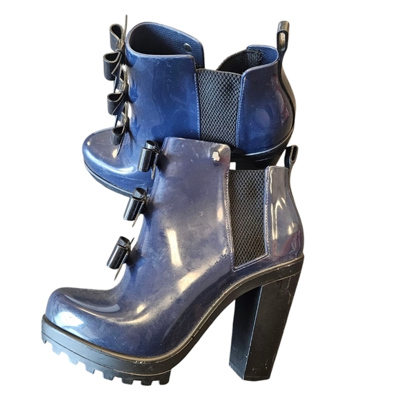 Melissa Shoes - Melissa X Karl Lagerfield Blue Black Bow Booties